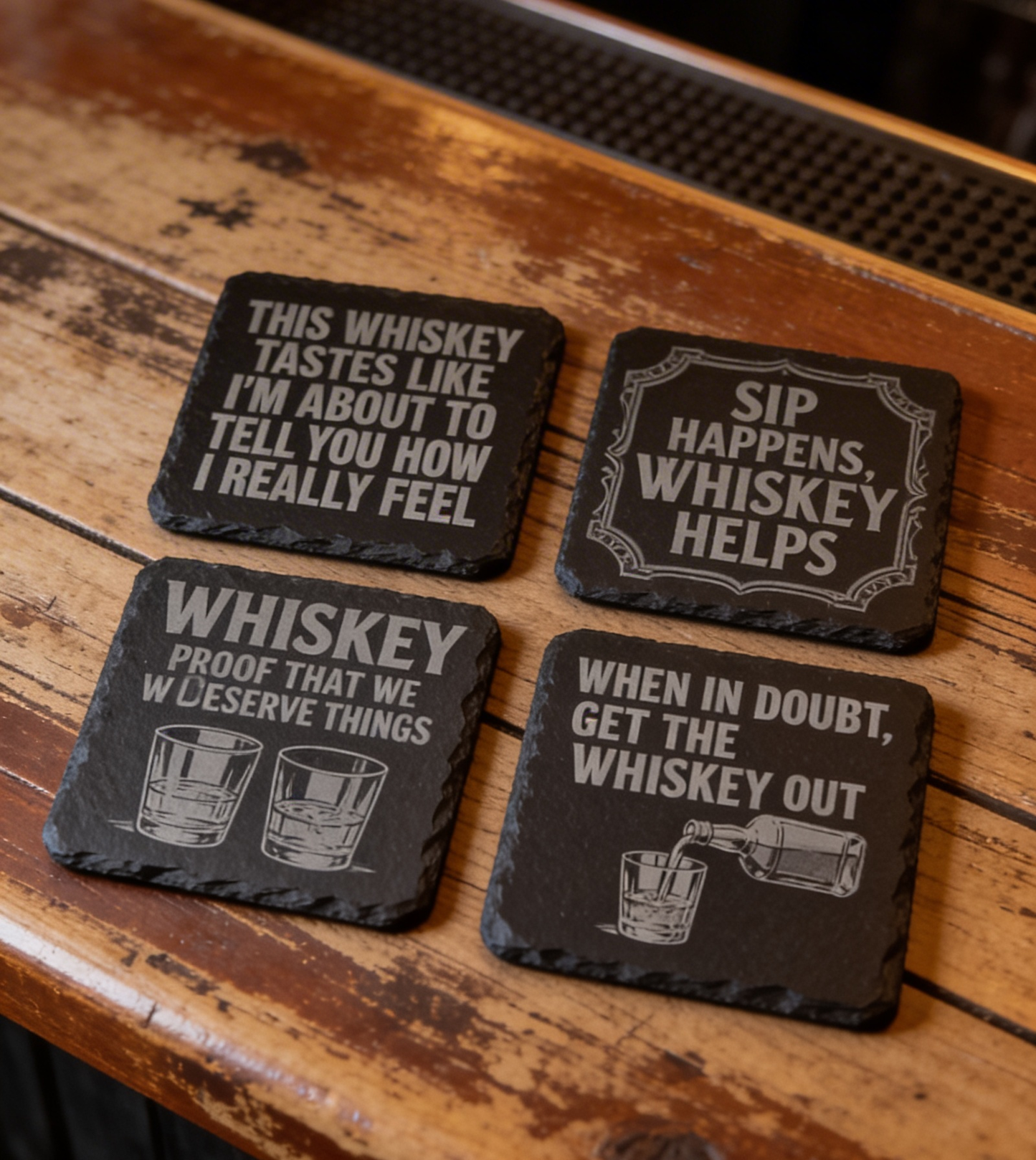 Whiskey Coaster Set - Slate
