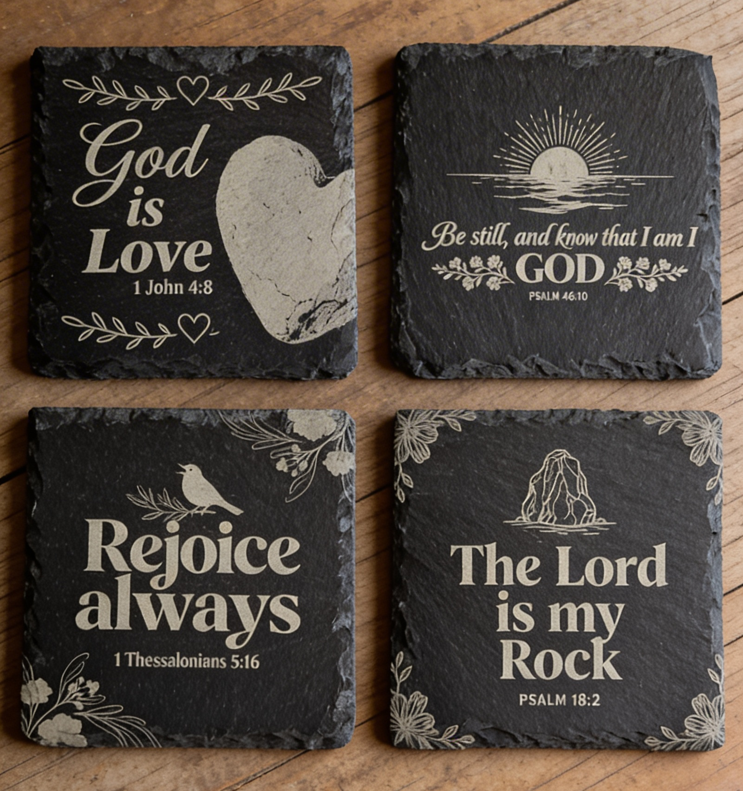 Inspirational Scripture Slate Coaster Set