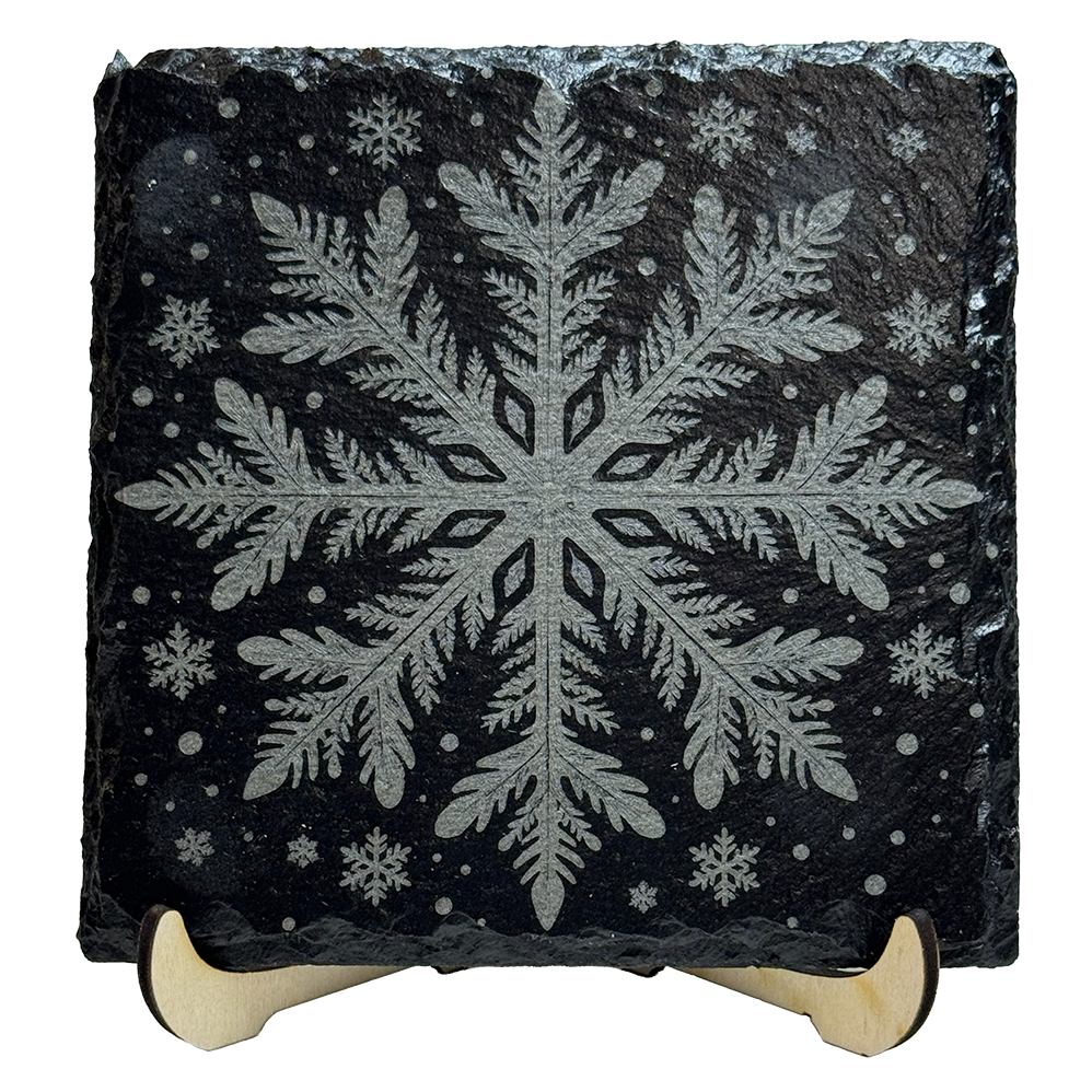 Snowflake Slate Coaster Set