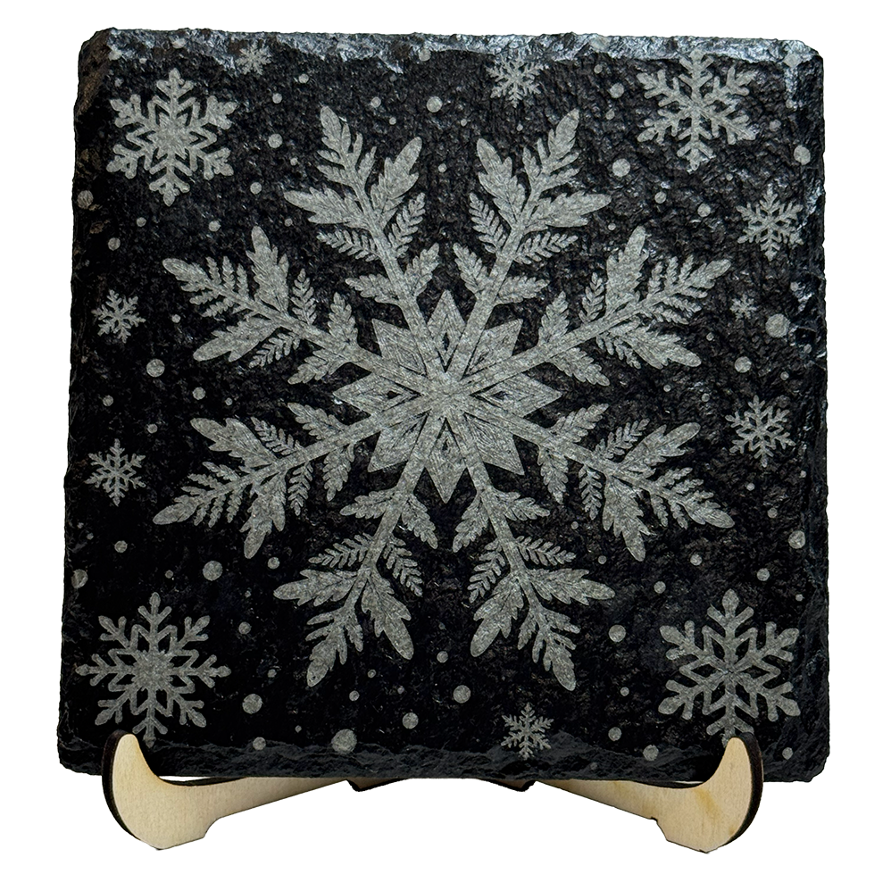 Snowflake Slate Coaster Set