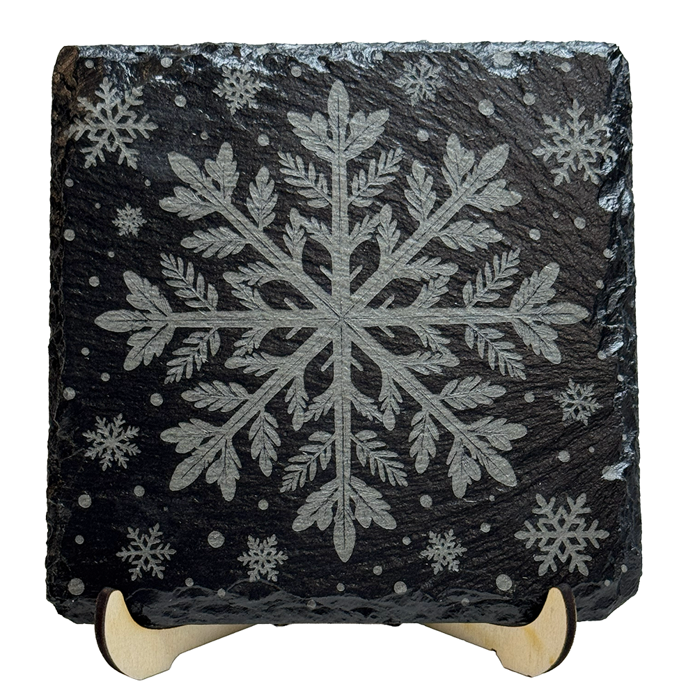 Snowflake Slate Coaster Set