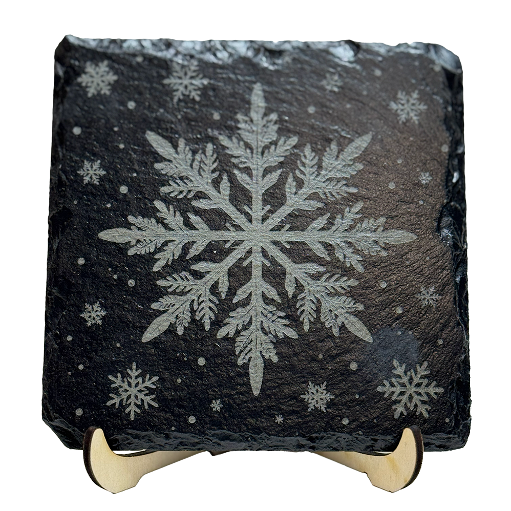 Snowflake Slate Coaster Set