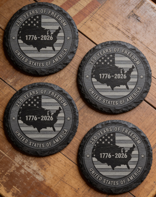 Semiquincentennial Slate Coaster Set (1776–2026) – 250 Years of American Freedom
